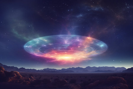 Fantasy alien planet with nebula and stars. 3D renderingの素材