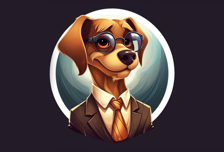 Vector illustration of a dog in a business suit and tie with sunglasses.の素材