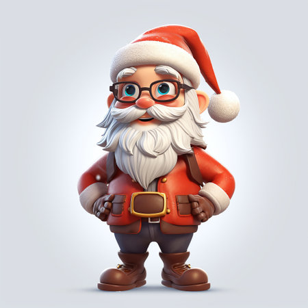 Santa Claus with red hat and glasses, 3d rendering. Computer digital drawing.の素材
