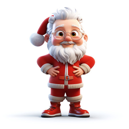 3D Render of a Santa Claus with his hands on his waistの素材