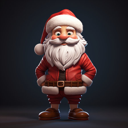 santa claus standing on a dark background, 3d renderの素材