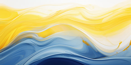abstract yellow and blue background with some smooth flowing lines in itの素材
