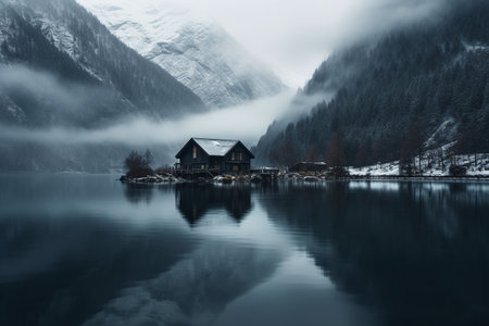 Hallstatt lake in winter, Salzkammergut, Austriaの素材