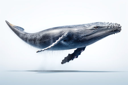 Humpback whale isolated on white background. 3D illustrations.の素材
