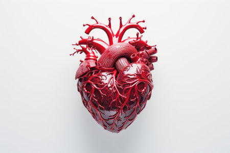Human heart on a white background. 3d illustration, 3d renderの素材