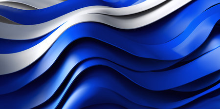 3d rendering of abstract background with blue and white wavy linesの素材