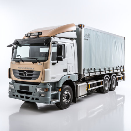 Truck on a white background with a shadow. 3d renderingの素材