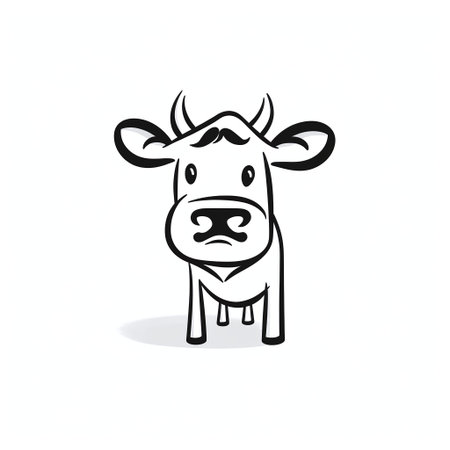 cow icon on white background. Vector illustration of a cow in cartoon style.の素材