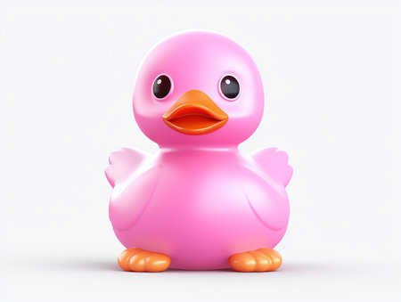 pink rubber duck on transparent background.の素材