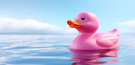 pink rubber duck in the waterの素材