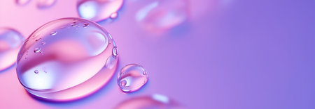 Water drops on a pink background. 3d rendering, 3d illustration.の素材