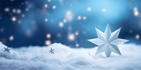Snowy Christmas background with snowflakes. 3D illustrations.の素材