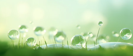 Water drops on green grass with bokeh background, nature conceptの素材