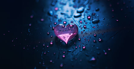 Valentine's day background with heart and drops of water.の素材