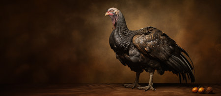 Wild turkey on a brown background. 3d rendering, 3d illustrationの素材
