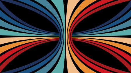 Abstract background. Vector illustration. Colorful rays on black background.のイラスト素材