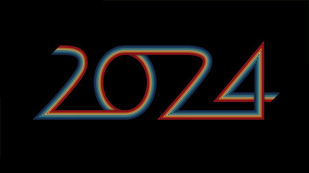 2022 New Year neon numbers. Vector illustration on a black background.の写真素材
