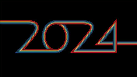 2021 New Year neon text on black background. Vector illustration.の写真素材