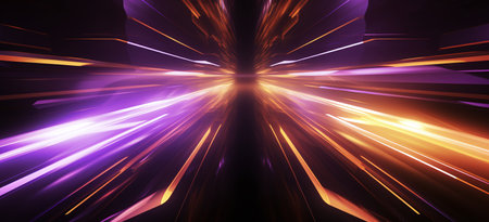 3d rendering of abstract background with neon lights and stripes. Beautiful glowing particles.の素材