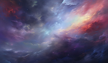 Fantasy space background with nebula and stars. 3d illustrationの素材