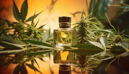 Cannabis oil cbd thc medicinal herb. Cannabis flower.の素材