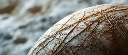 Close-up of cracked coconut shell. Nature background. Selective focus.の素材