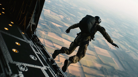 Skydiving. Men in a free fall. Skydiving concept.の素材