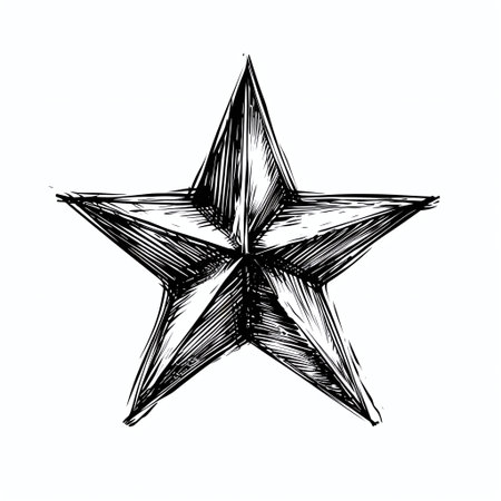 Star. Hand drawn sketch. Vector illustration. Isolated on white background.の素材