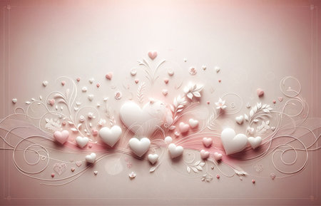 Valentine's day background with hearts and floral ornamentsの素材