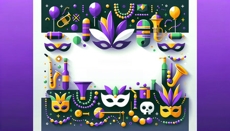 Mardi Gras background with carnival masks. Vector illustration.の素材