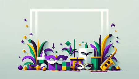 Mardi Gras party background with place for text. Vector illustration.の素材