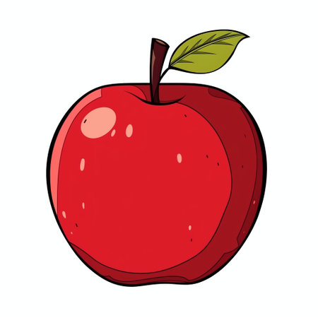 Illustration of a red apple on a white background. Vector illustrationの素材
