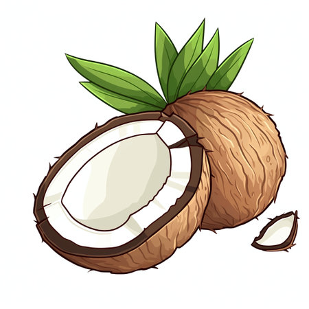 Illustration of a coconut on a white background. Vector illustration.の素材