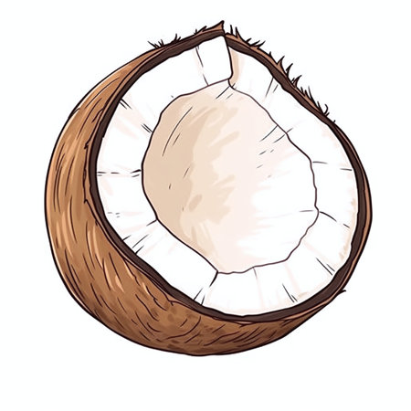 Coconut vector illustration. Hand drawn coconut isolated on white background.の素材