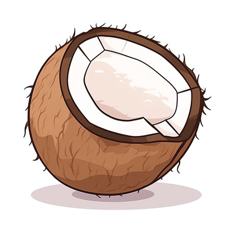 Coconut isolated on white background. Cartoon style vector illustration.の素材