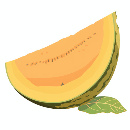 Isolated melon slice on a white background, Vector illustration.の素材