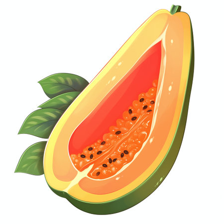 Papaya on a white background. Vector illustration of papaya.の素材