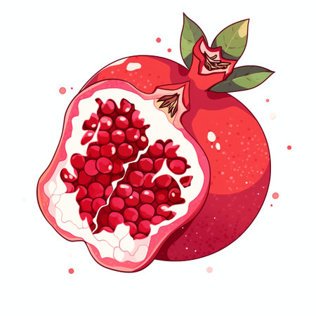 Pomegranate fruit vector illustration isolated on white background. Cartoon style.の素材
