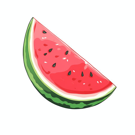 Watermelon isolated on white background. Vector illustration in cartoon style.の素材