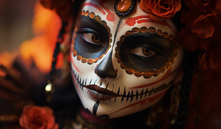 Day of the Dead sugar skull makeup. Calavera Catrinaの素材