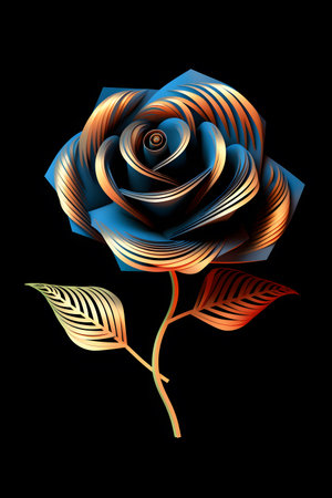 Abstract rose on a black background. Illustration for your design.の素材