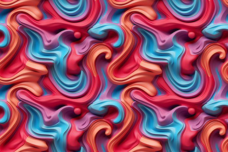 abstract background of red, blue, pink and purple waves.の素材