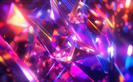 3d render of crystal with bokeh lights in the backgroundの素材