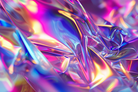 Holographic foil abstract background. 3d rendering, 3d illustration.の素材