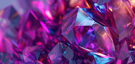 3d rendering of abstract crystal background with pink and blue colors.の素材