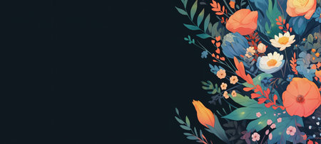 Floral background with flowers and leaves. Vector illustration. EPS10の素材
