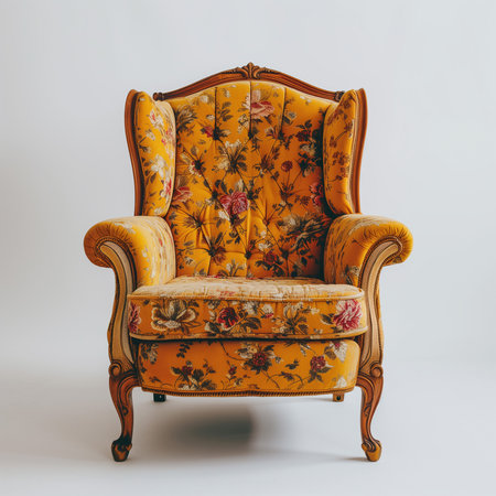 Vintage armchair isolated on white background. 3d render.の素材