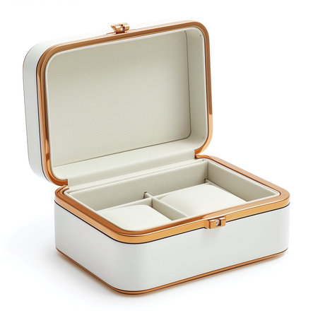3d render of a wedding ring in a box isolated on white backgroundの素材