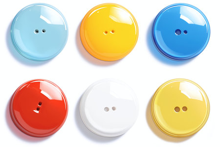 collection of various buttons on white background. each one is shot separatelyの素材