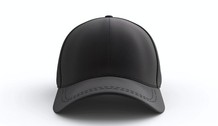 Black baseball cap isolated on white background. 3d render illustration.の素材